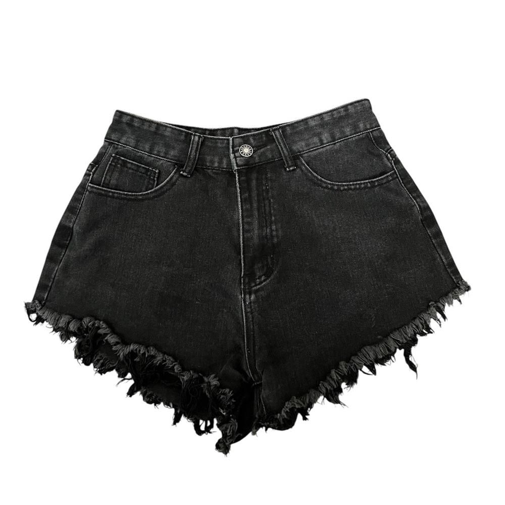Black High-Waisted Distressed Denim Shorts – Size Small